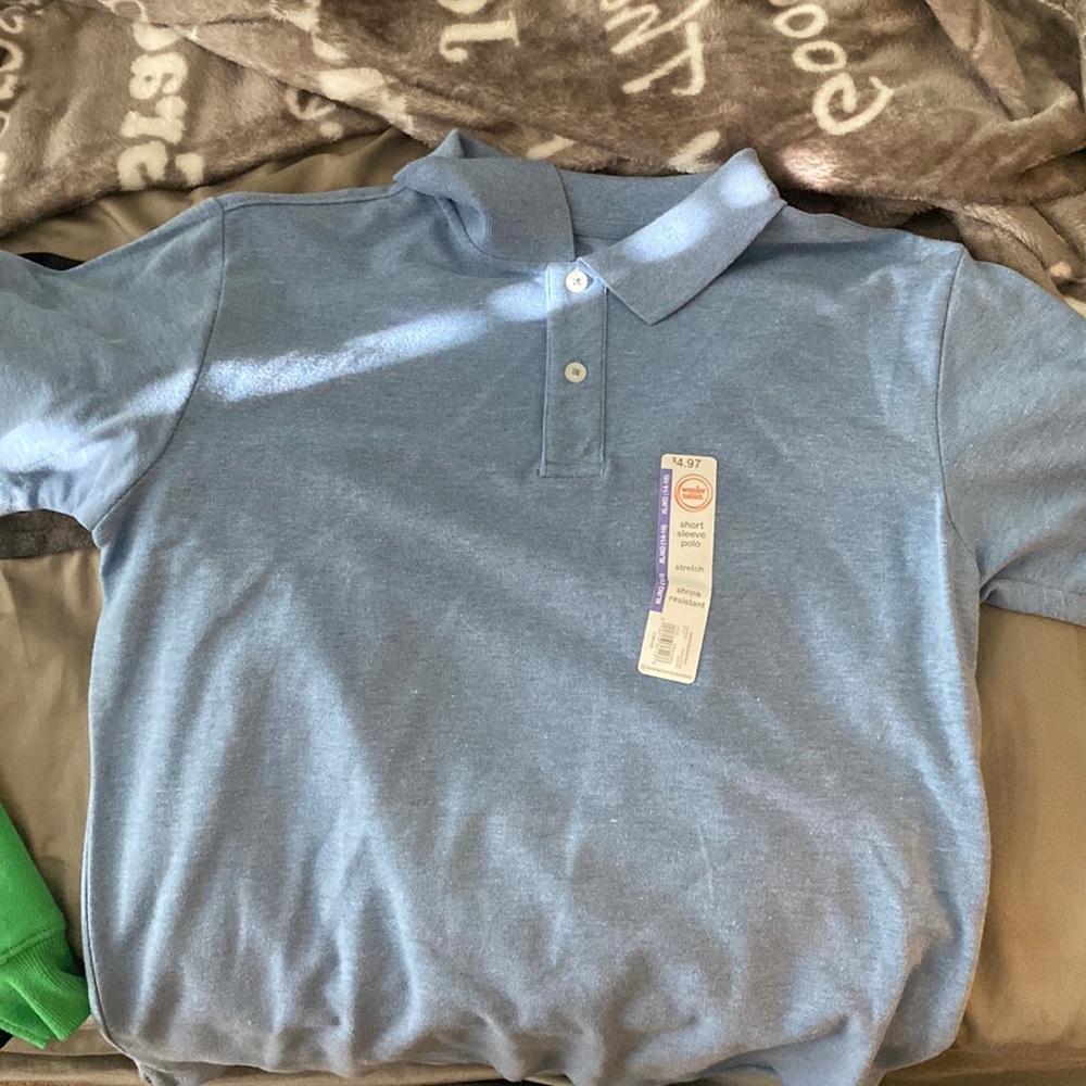 Blue kids button up polo